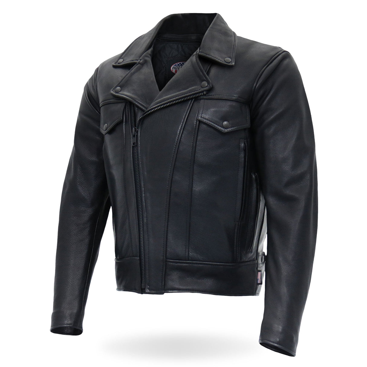 Made in the USA - Hot Leathers JKM5008 Men's Black Premium Leather Vented Biker Jacket