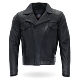Made in the USA - Hot Leathers JKM5008 Men's Black Premium Leather Vented Biker Jacket