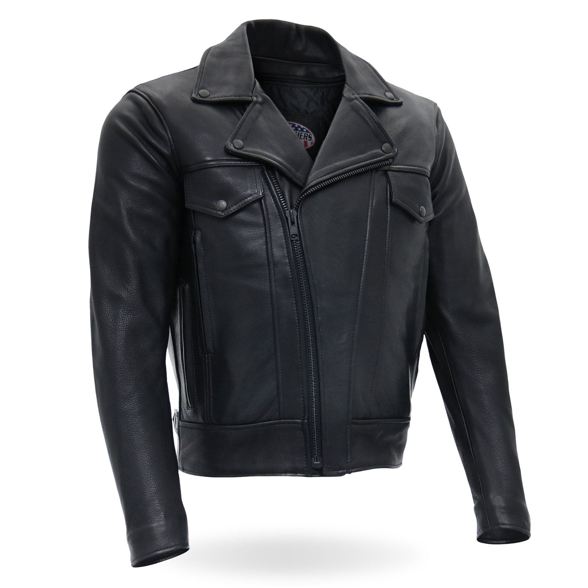 Made in the USA - Hot Leathers JKM5008 Men's Black Premium Leather Vented Biker Jacket