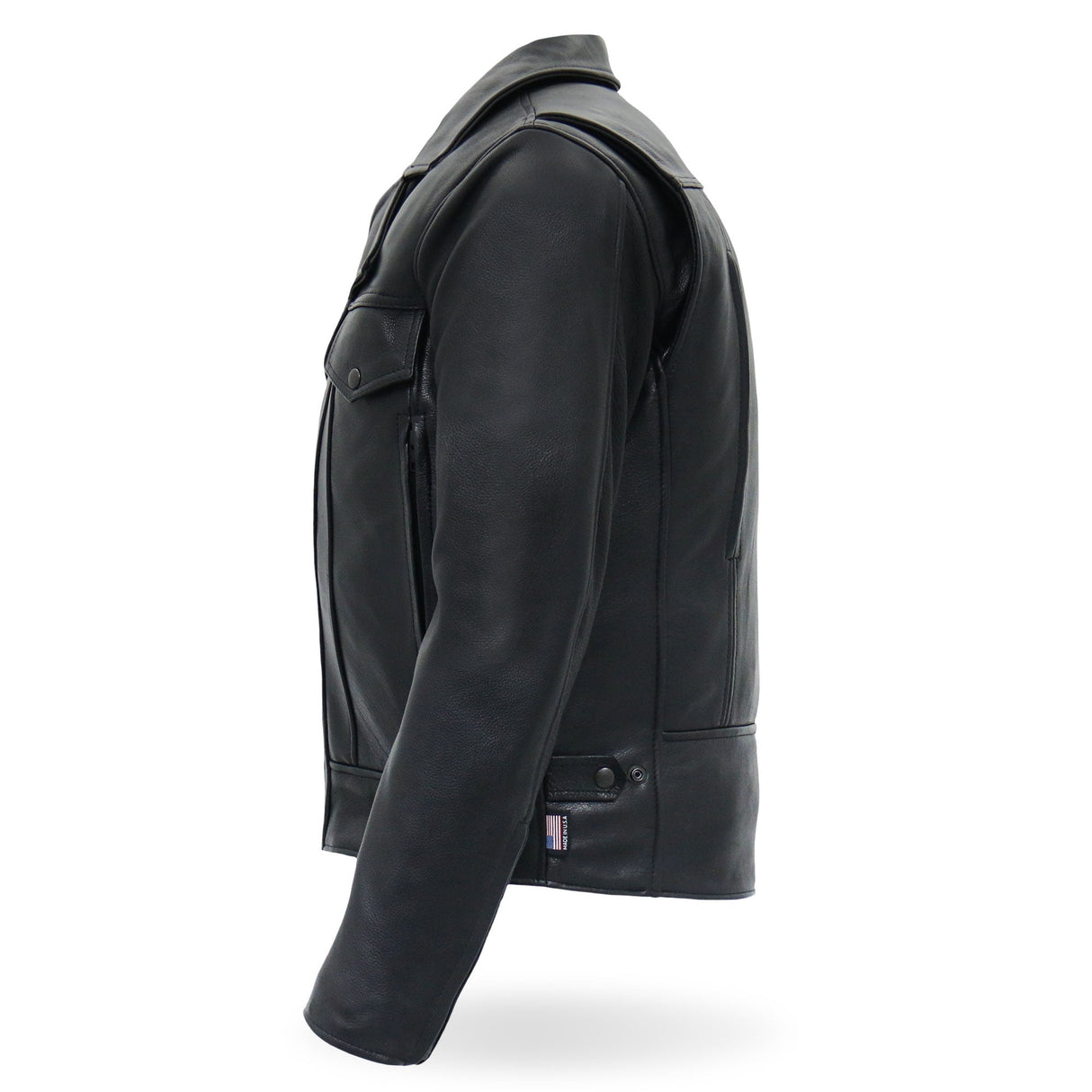 Made in the USA - Hot Leathers JKM5008 Men's Black Premium Leather Vented Biker Jacket