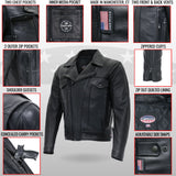 Made in the USA - Hot Leathers JKM5008 Men's Black Premium Leather Vented Biker Jacket