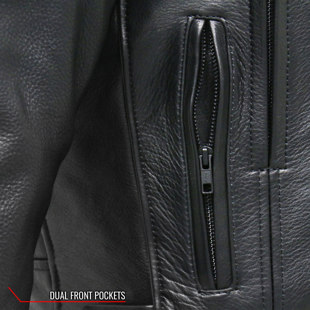 Made in the USA - Hot Leathers JKM5008 Men's Black Premium Leather Vented Biker Jacket