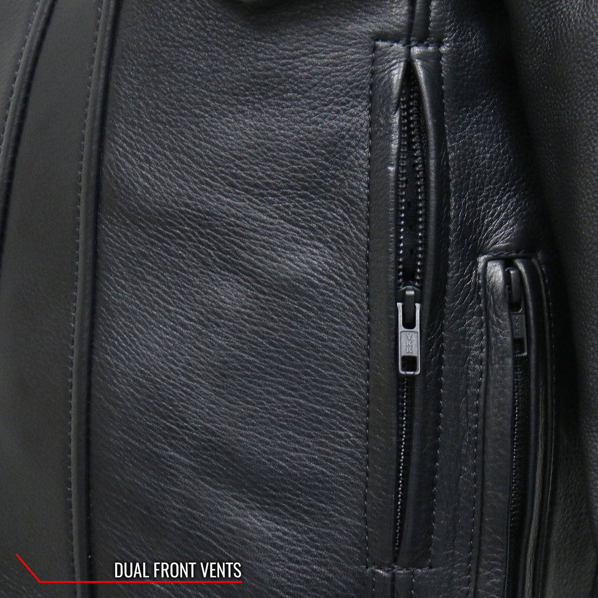 Made in the USA - Hot Leathers JKM5008 Men's Black Premium Leather Vented Biker Jacket