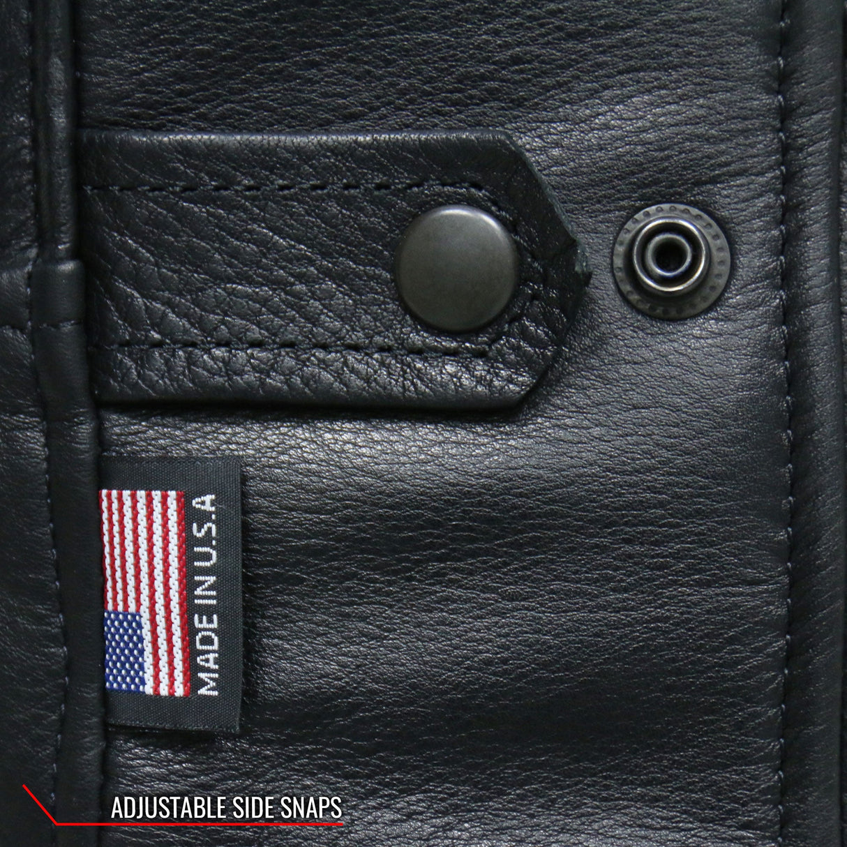 Made in the USA - Hot Leathers JKM5008 Men's Black Premium Leather Vented Biker Jacket