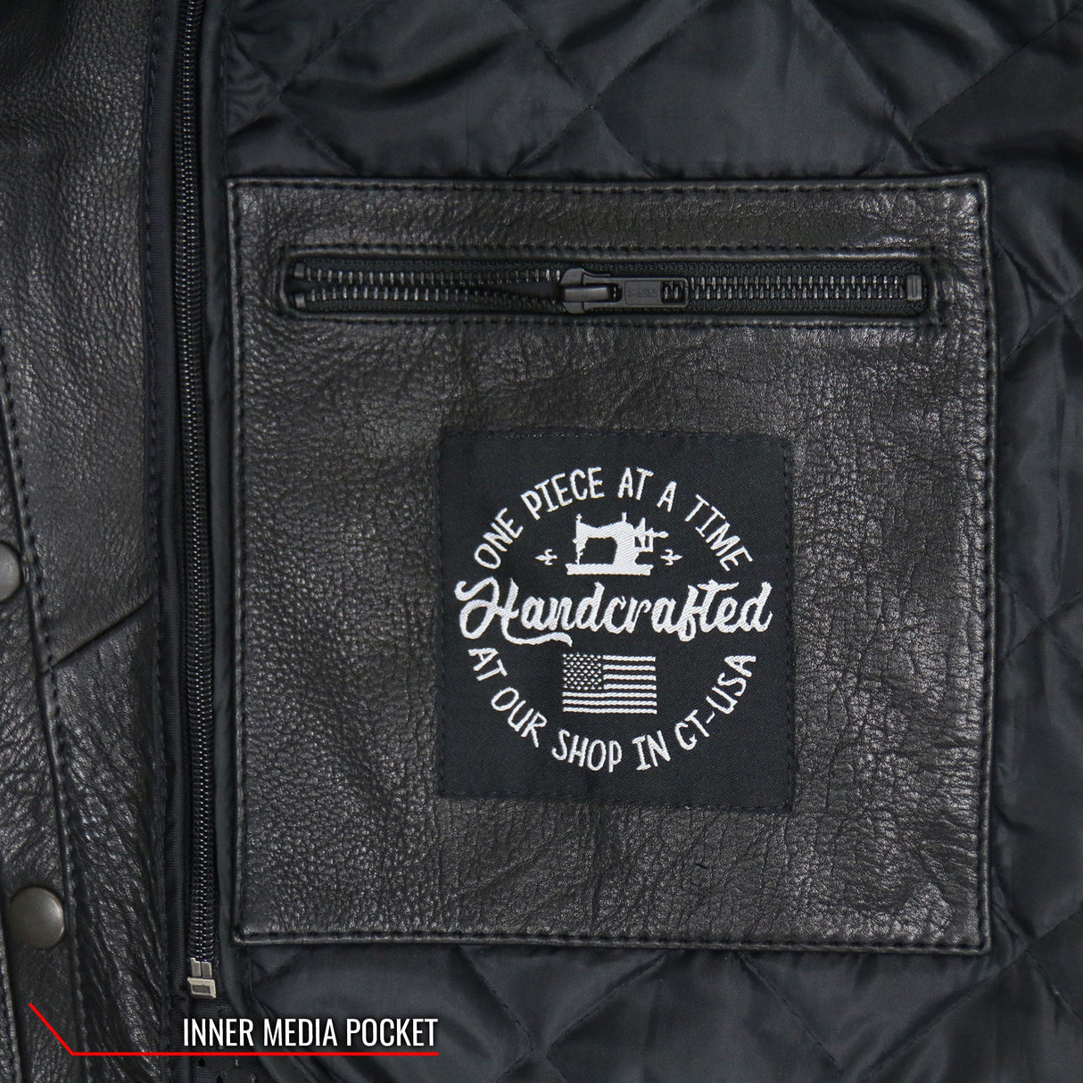 Made in the USA - Hot Leathers JKM5008 Men's Black Premium Leather Vented Biker Jacket