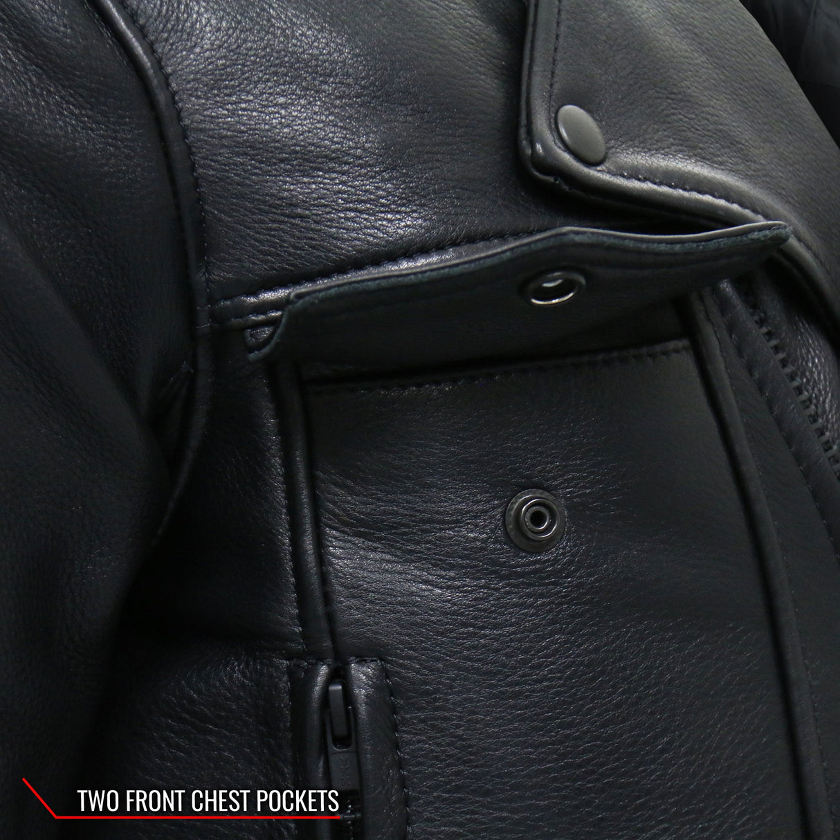 Made in the USA - Hot Leathers JKM5008 Men's Black Premium Leather Vented Biker Jacket