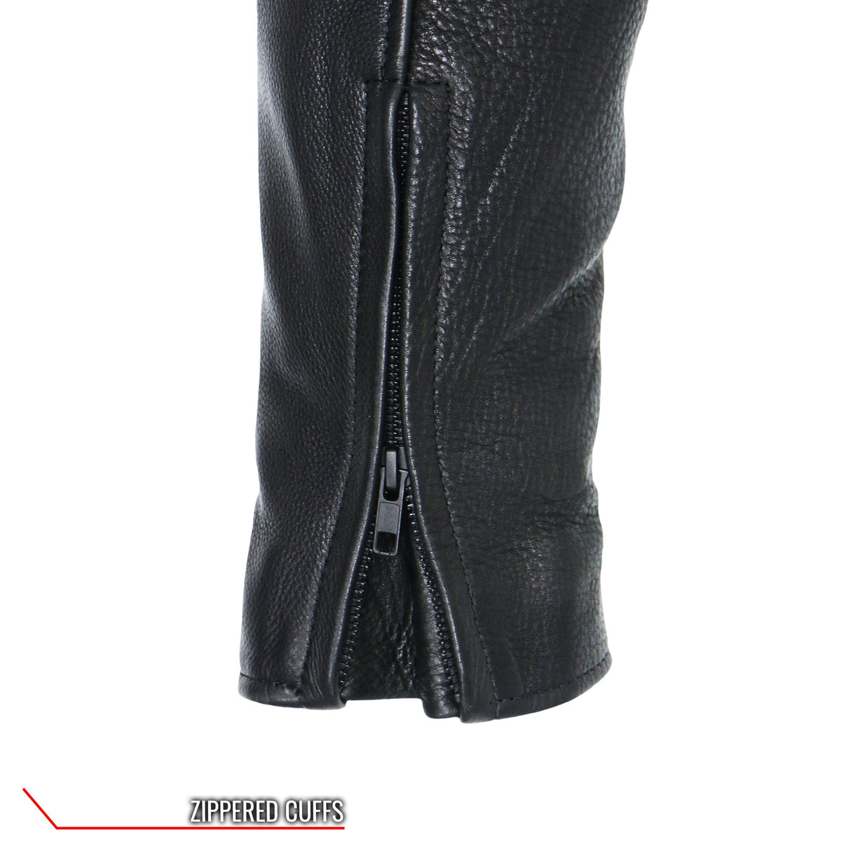 Made in the USA - Hot Leathers JKM5008 Men's Black Premium Leather Vented Biker Jacket