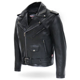 Made in the USA - Hot Leathers JKM5009 Men's Black Premium Leather Classic Motorcycle Biker Jacket