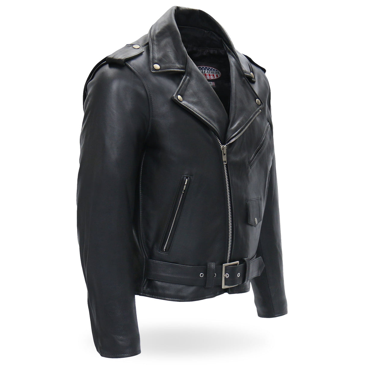 Made in the USA - Hot Leathers JKM5009 Men's Black Premium Leather Classic Motorcycle Biker Jacket