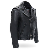 Made in the USA - Hot Leathers JKM5009 Men's Black Premium Leather Classic Motorcycle Biker Jacket