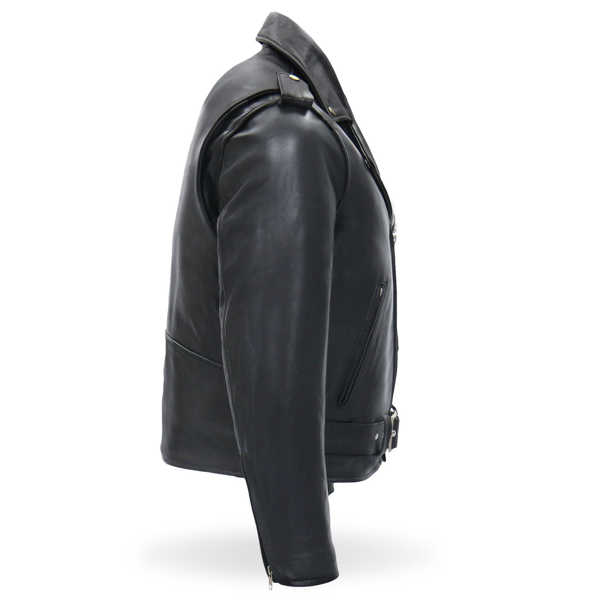 Made in the USA - Hot Leathers JKM5009 Men's Black Premium Leather Classic Motorcycle Biker Jacket