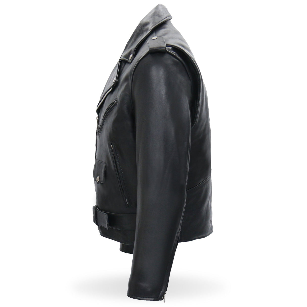 Made in the USA - Hot Leathers JKM5009 Men's Black Premium Leather Classic Motorcycle Biker Jacket