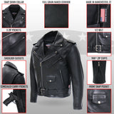 Made in the USA - Hot Leathers JKM5009 Men's Black Premium Leather Classic Motorcycle Biker Jacket