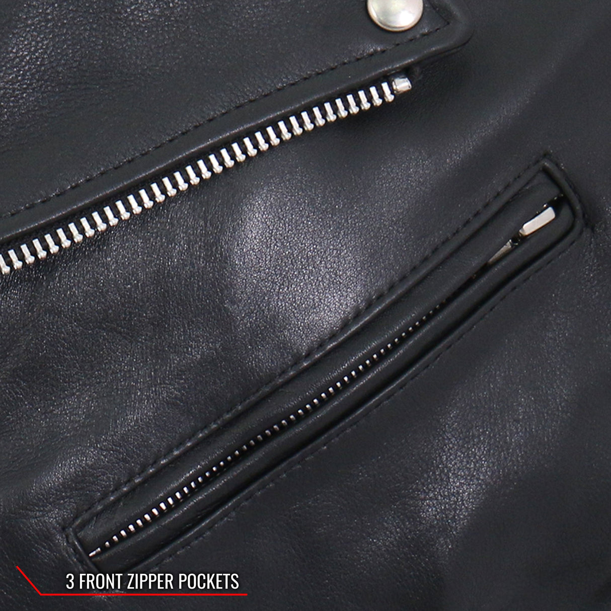 Made in the USA - Hot Leathers JKM5009 Men's Black Premium Leather Classic Motorcycle Biker Jacket