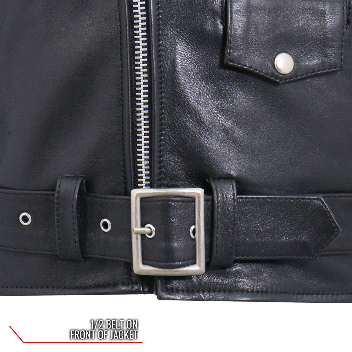 Made in the USA - Hot Leathers JKM5009 Men's Black Premium Leather Classic Motorcycle Biker Jacket