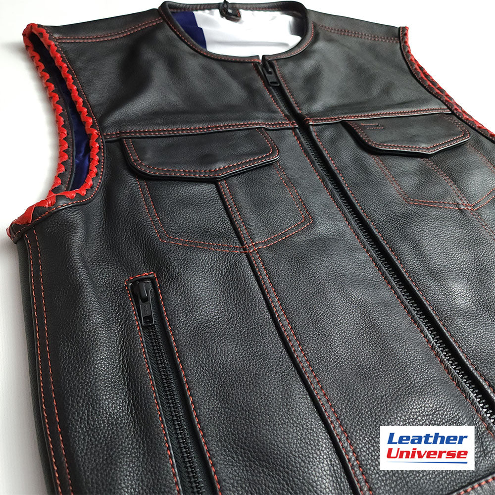 custom leather club vest