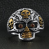 Skull with Gold Accents - Stainless Steel Ring