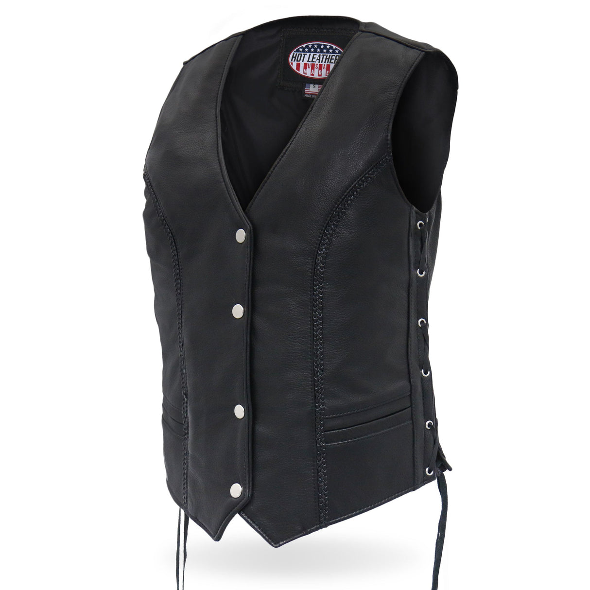 Made in the USA - Hot Leathers VSL5001 Ladies Braided Leather Motorcycle Vest
