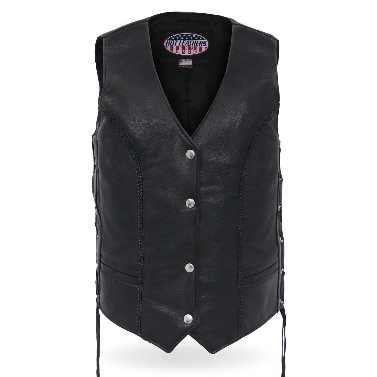 Made in the USA - Hot Leathers VSL5001 Ladies Braided Leather Motorcycle Vest