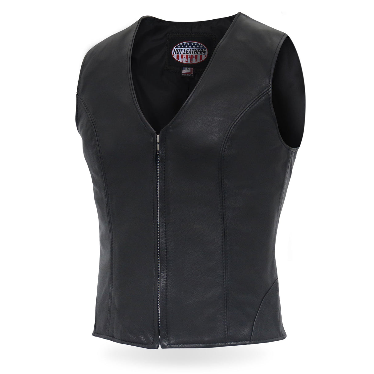 Made in the USA - Hot Leathers VSL5003 Ladies Leather Motorcycle Biker Vest with Front Zipper