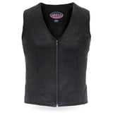 Made in the USA - Hot Leathers VSL5003 Ladies Leather Motorcycle Biker Vest with Front Zipper