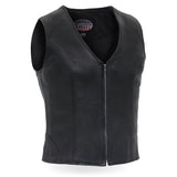 Made in the USA - Hot Leathers VSL5003 Ladies Leather Motorcycle Biker Vest with Front Zipper