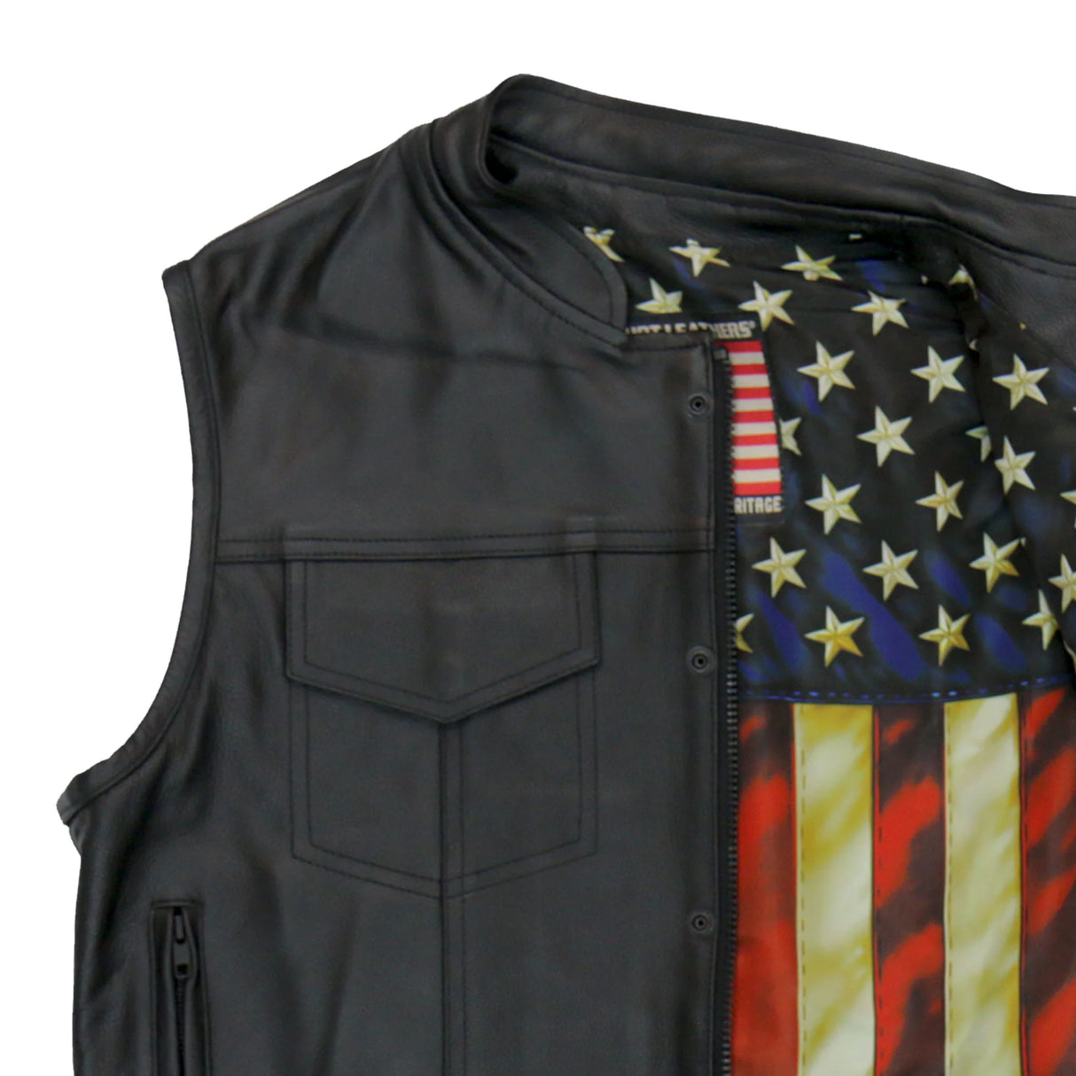 Club Style Vest with Vintage Flag Liner - VSM1056