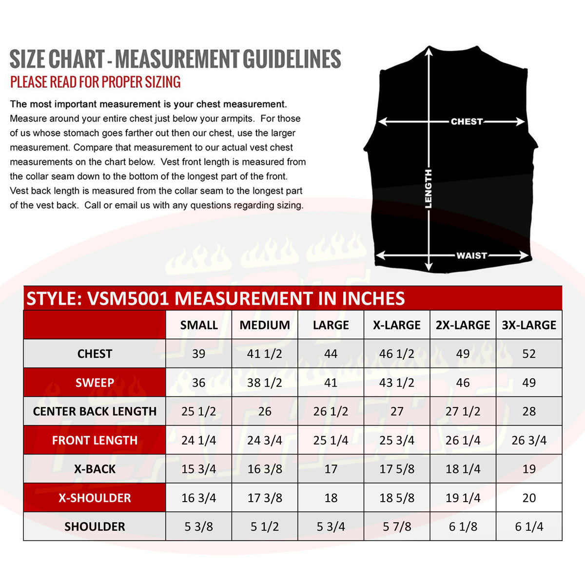 Made in the USA - Hot Leathers VSM5001 Men's Premium Steerhide Motorcycle Vest
