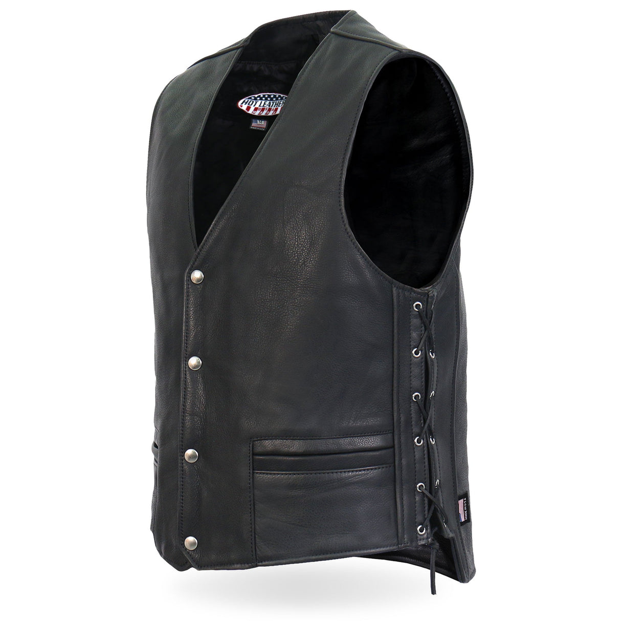 Made in USA - Hot Leathers VSM5003 Men's Extra Long Back Premium Steerhide Vest