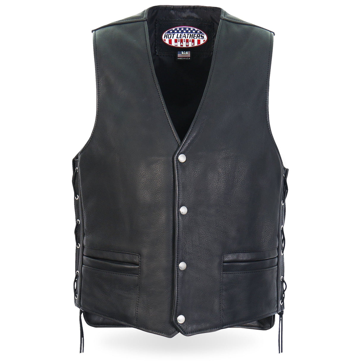 Made in USA - Hot Leathers VSM5003 Men's Extra Long Back Premium Steerhide Vest