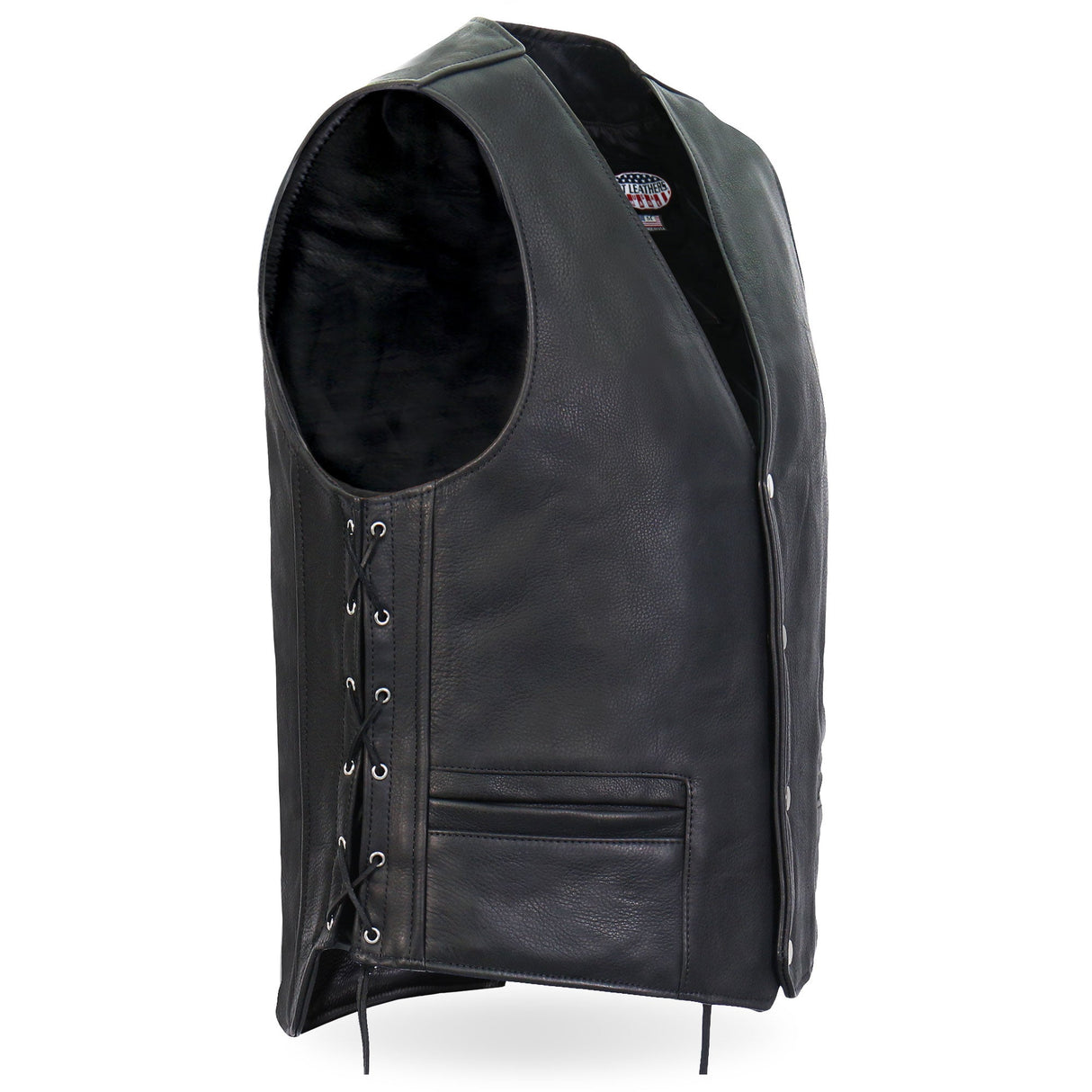 Made in USA - Hot Leathers VSM5003 Men's Extra Long Back Premium Steerhide Vest