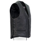 Made in USA - Hot Leathers VSM5003 Men's Extra Long Back Premium Steerhide Vest