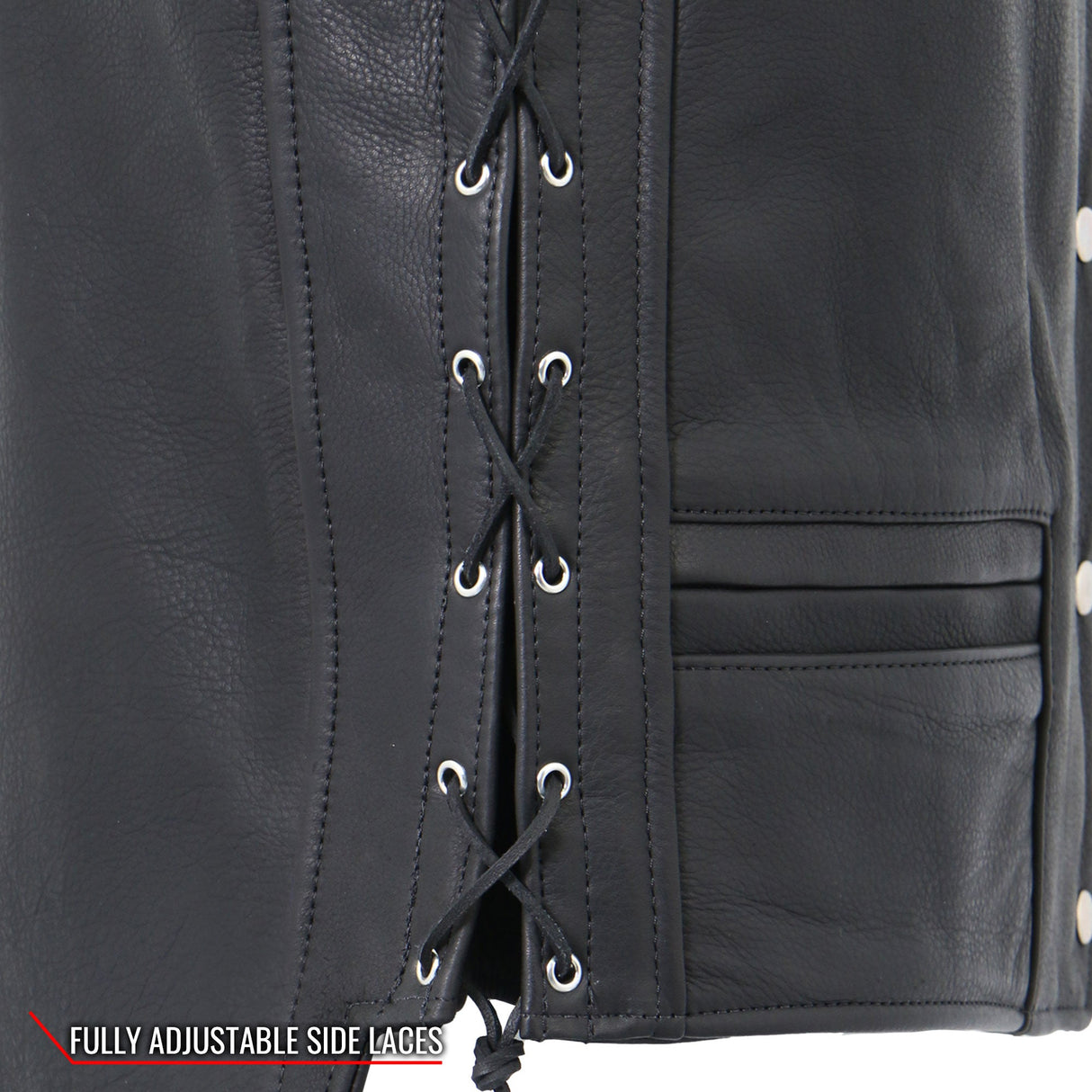 Made in USA - Hot Leathers VSM5003 Men's Extra Long Back Premium Steerhide Vest