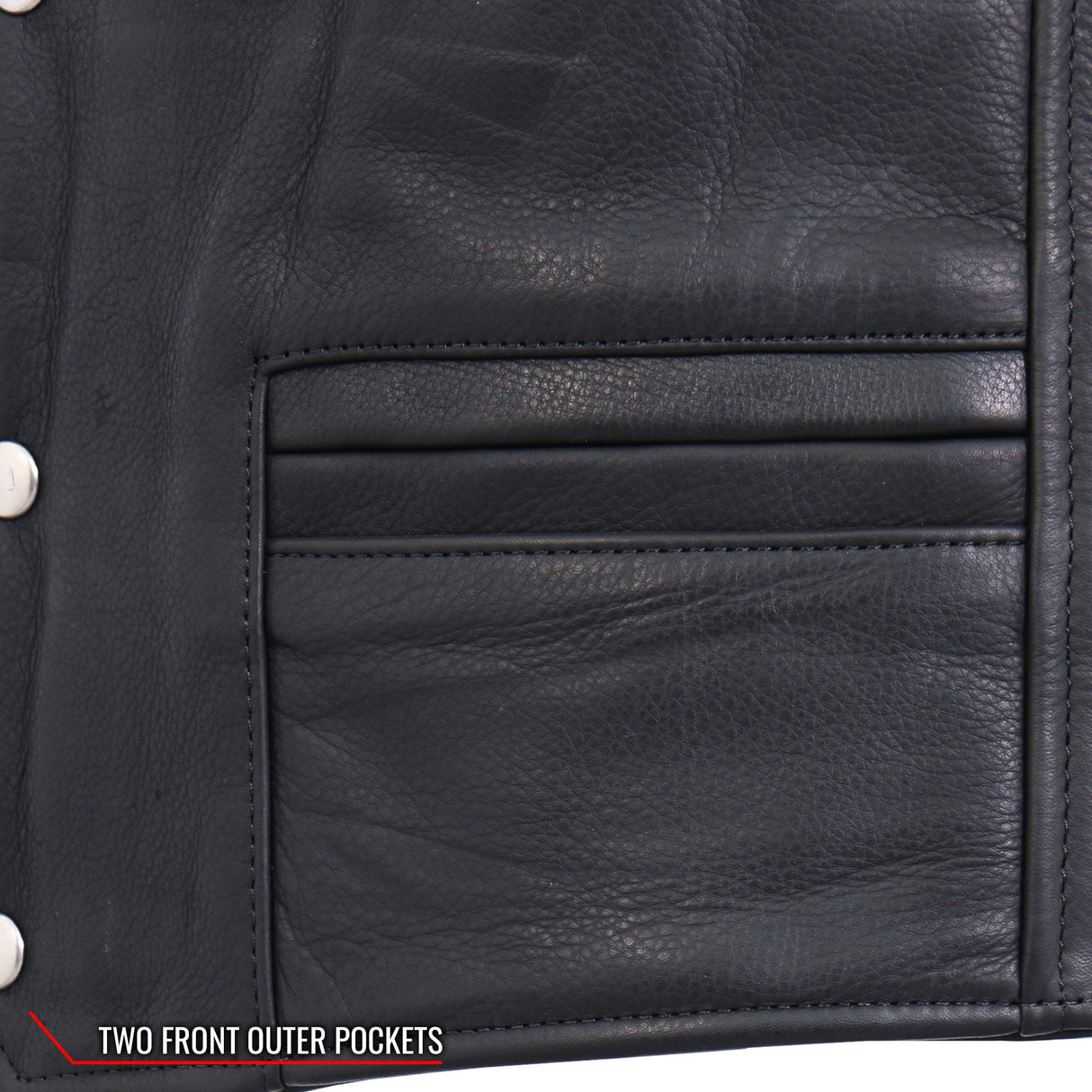 Made in USA - Hot Leathers VSM5003 Men's Extra Long Back Premium Steerhide Vest