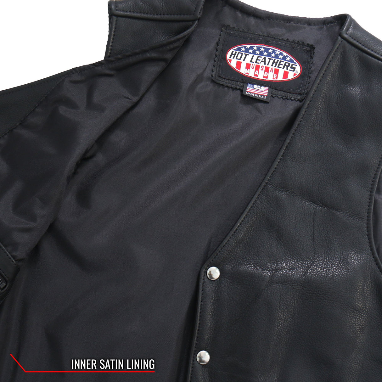 Made in USA - Hot Leathers VSM5003 Men's Extra Long Back Premium Steerhide Vest