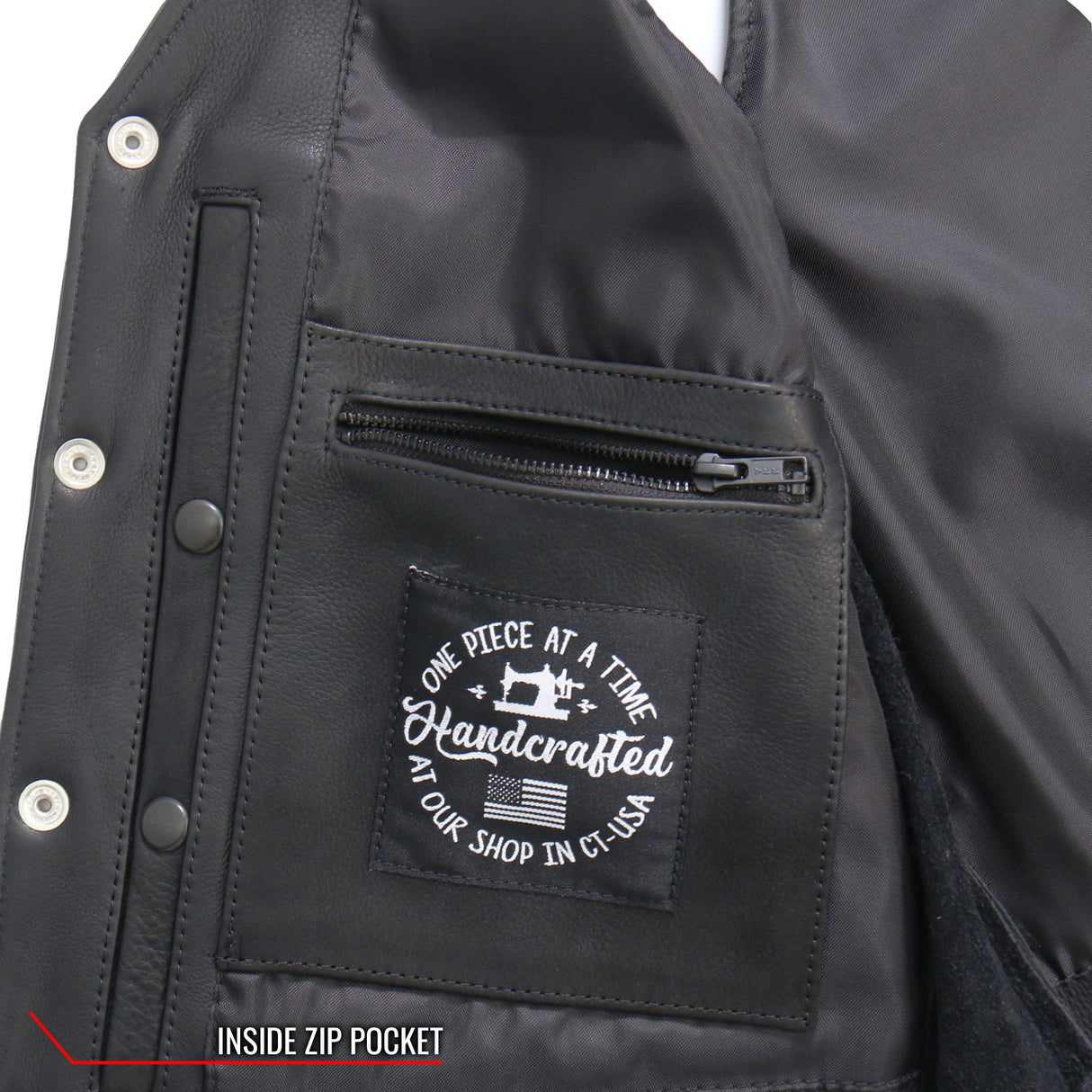 Made in USA - Hot Leathers VSM5003 Men's Extra Long Back Premium Steerhide Vest