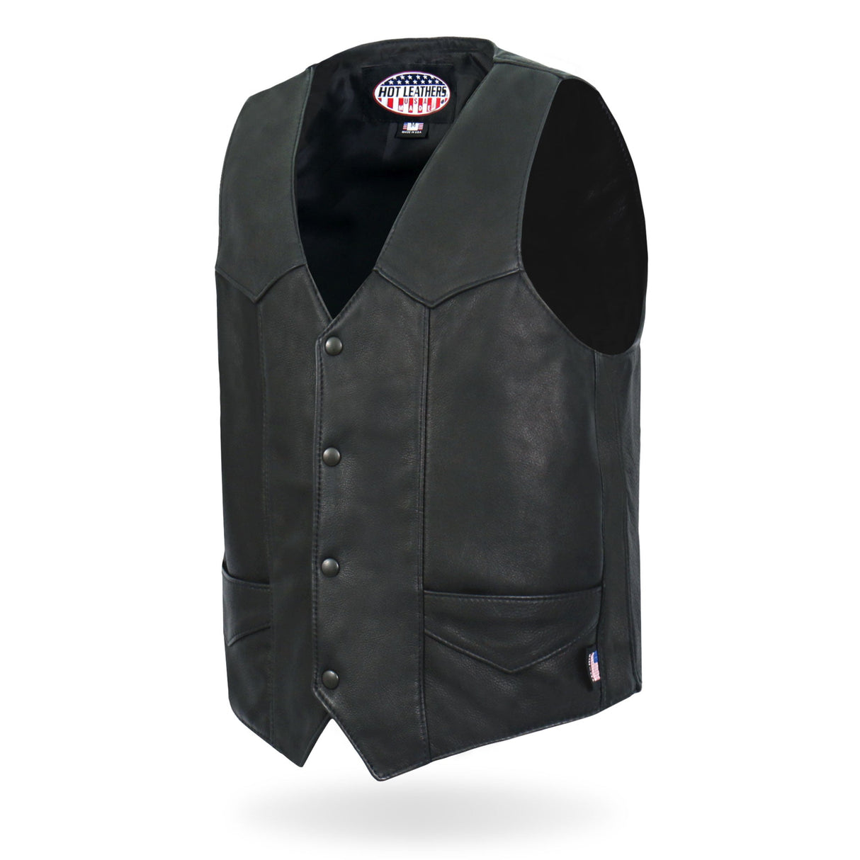 Made in USA - Hot Leathers VSM5006 Men's Classic Premium Biker motorcycle Leather Vest