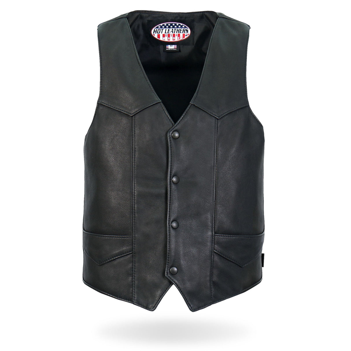 Made in USA - Hot Leathers VSM5006 Men's Classic Premium Biker motorcycle Leather Vest