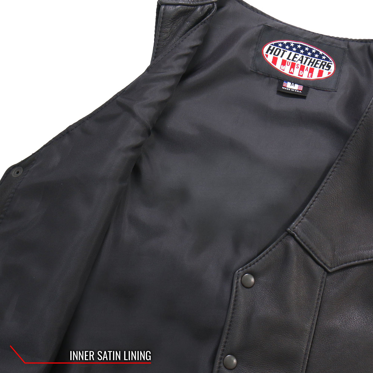 Made in USA - Hot Leathers VSM5006 Men's Classic Premium Biker motorcycle Leather Vest
