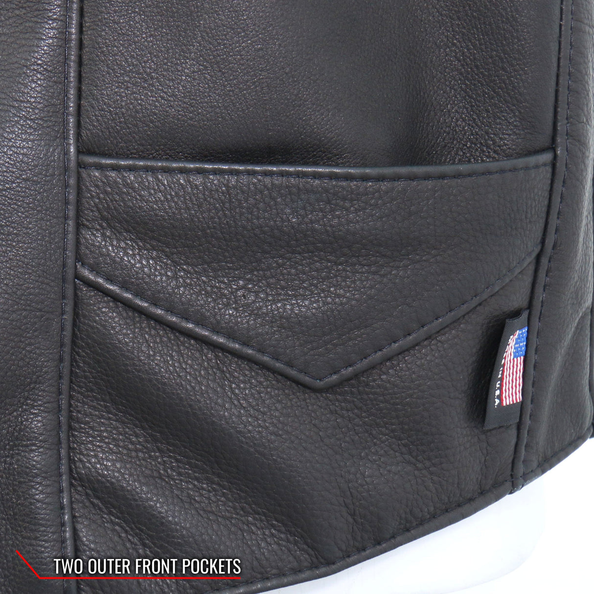 Made in USA - Hot Leathers VSM5006 Men's Classic Premium Biker motorcycle Leather Vest