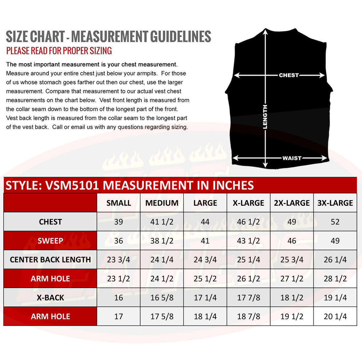 Made in the USA - Hot Leathers VSM5101 Men's Denim and Leather Vest with Red Lining
