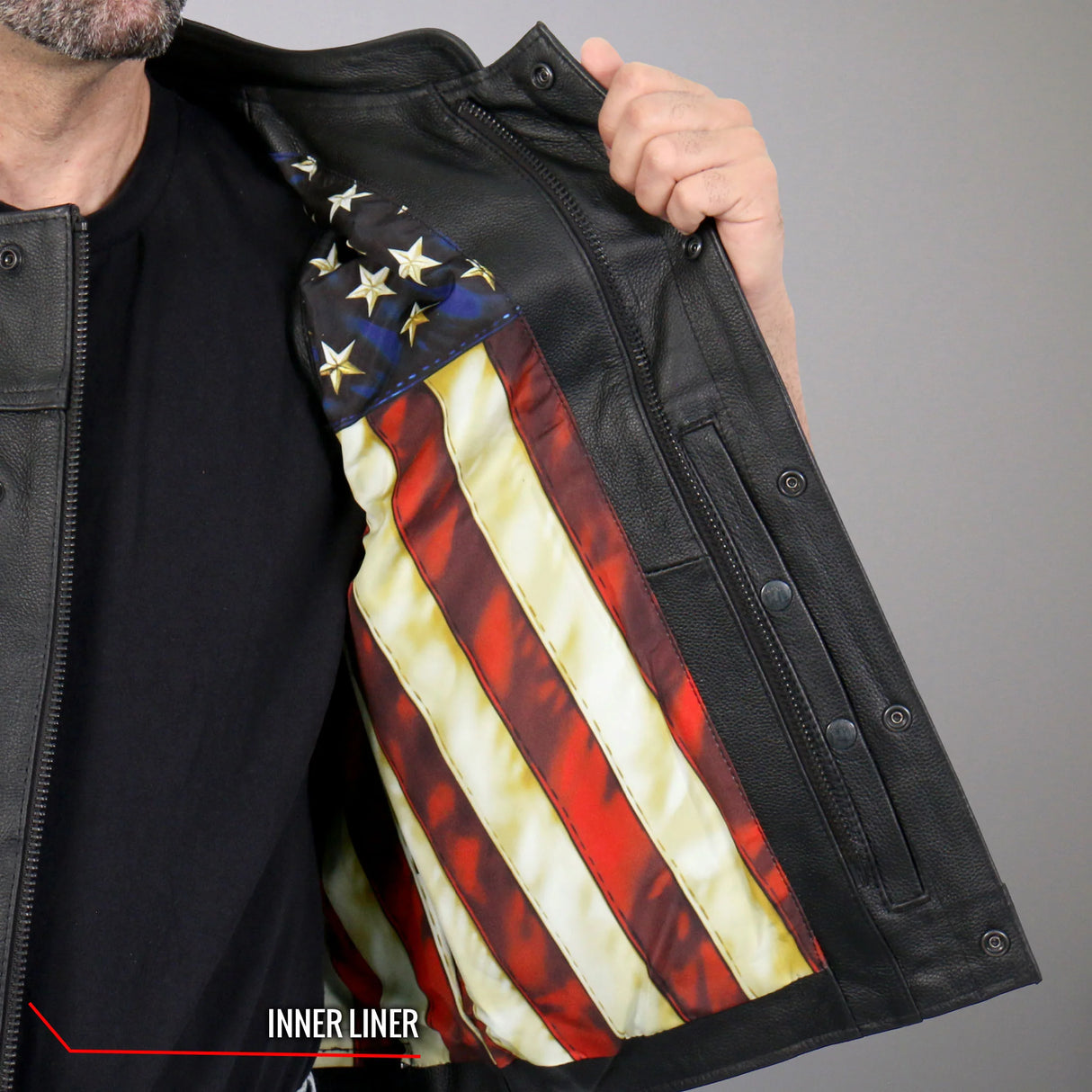 Club Style Vest with Vintage Flag Liner - VSM1056