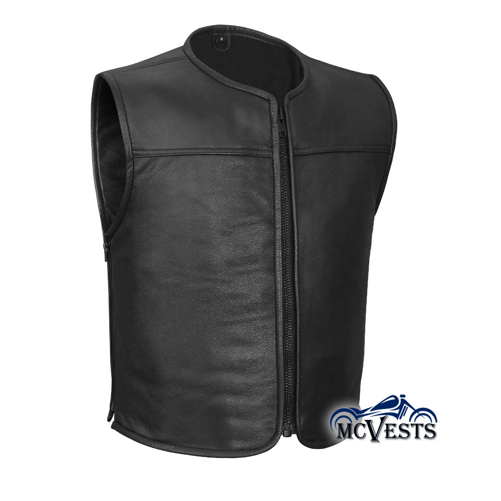 Kerozen Eddie Biker Natuurlijk volnerf rundleer vest - Vintage leren Kerozen Eddie Biker Natuurlijk volnerf rundleer vest - Vintage leren