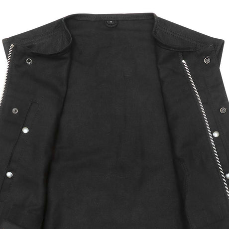 Black Denim Vest with Rolled Collar