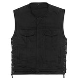 Black Denim Vest with Side Laces