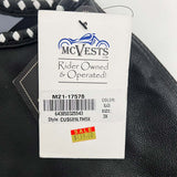 Premium Leather Vest with Black and Gray American Flag Liner- Size 3X (51)