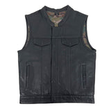 Premium Plush Leather Vest with Camo Liner - Size Medium (44)