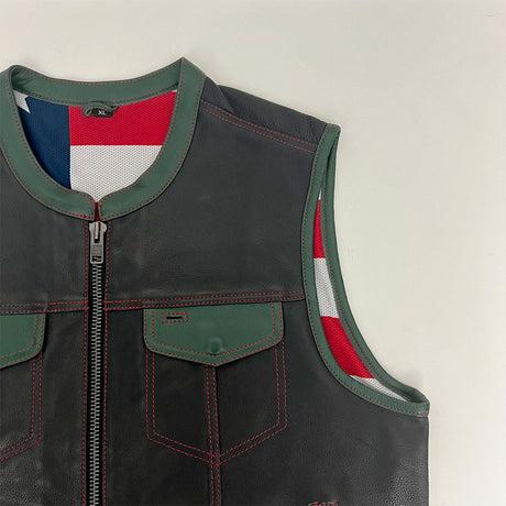 Leather Vest with Green Accents - Size XL (48)