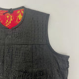 Ladies Black Crocodile Vest with Red/Yellow Bandana Liner - Size 49