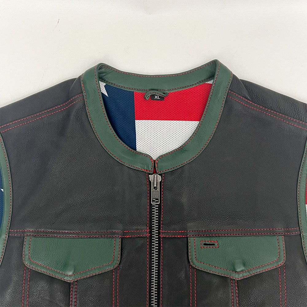 Leather Vest with Green Accents - Size XL (48)